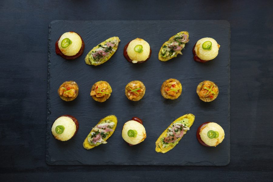 Appetizer yuca bites plantain chips Top